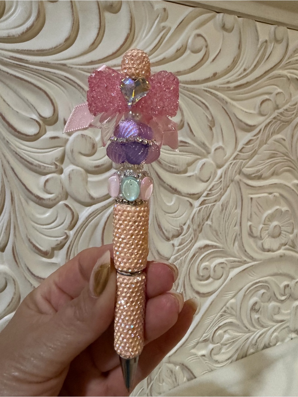 Pink Bejeweled Decorative Ballpoint Pen - Women Accessories